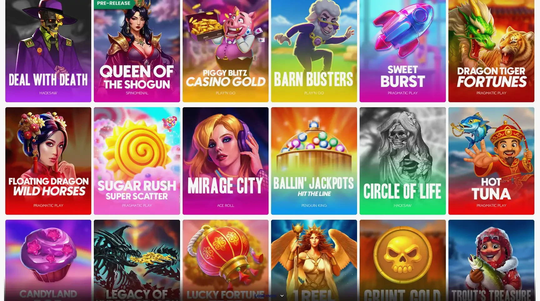 Bethall Online Casino Spielauswahl